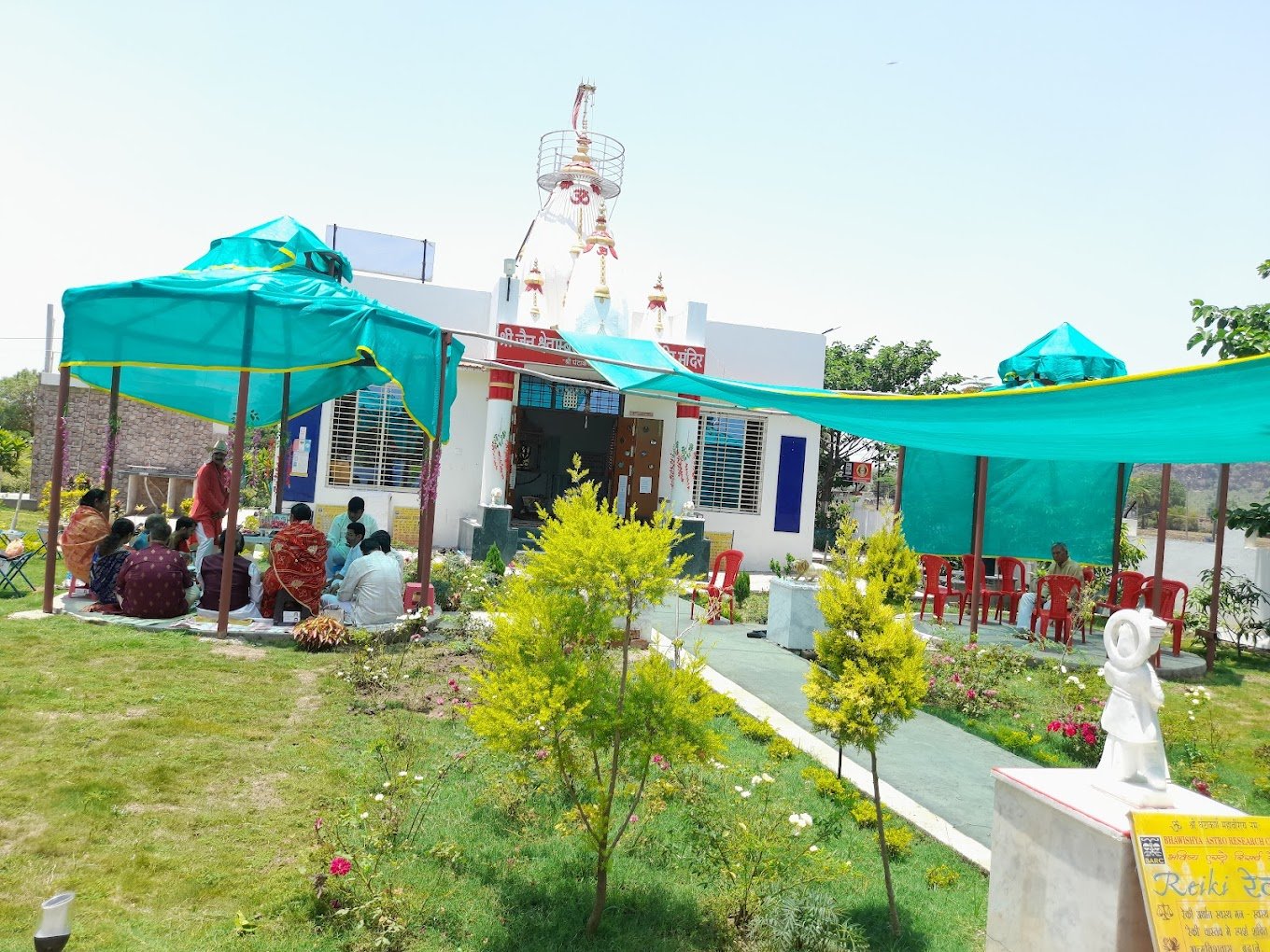 Interior of Trinetra Mandir during morning aarti